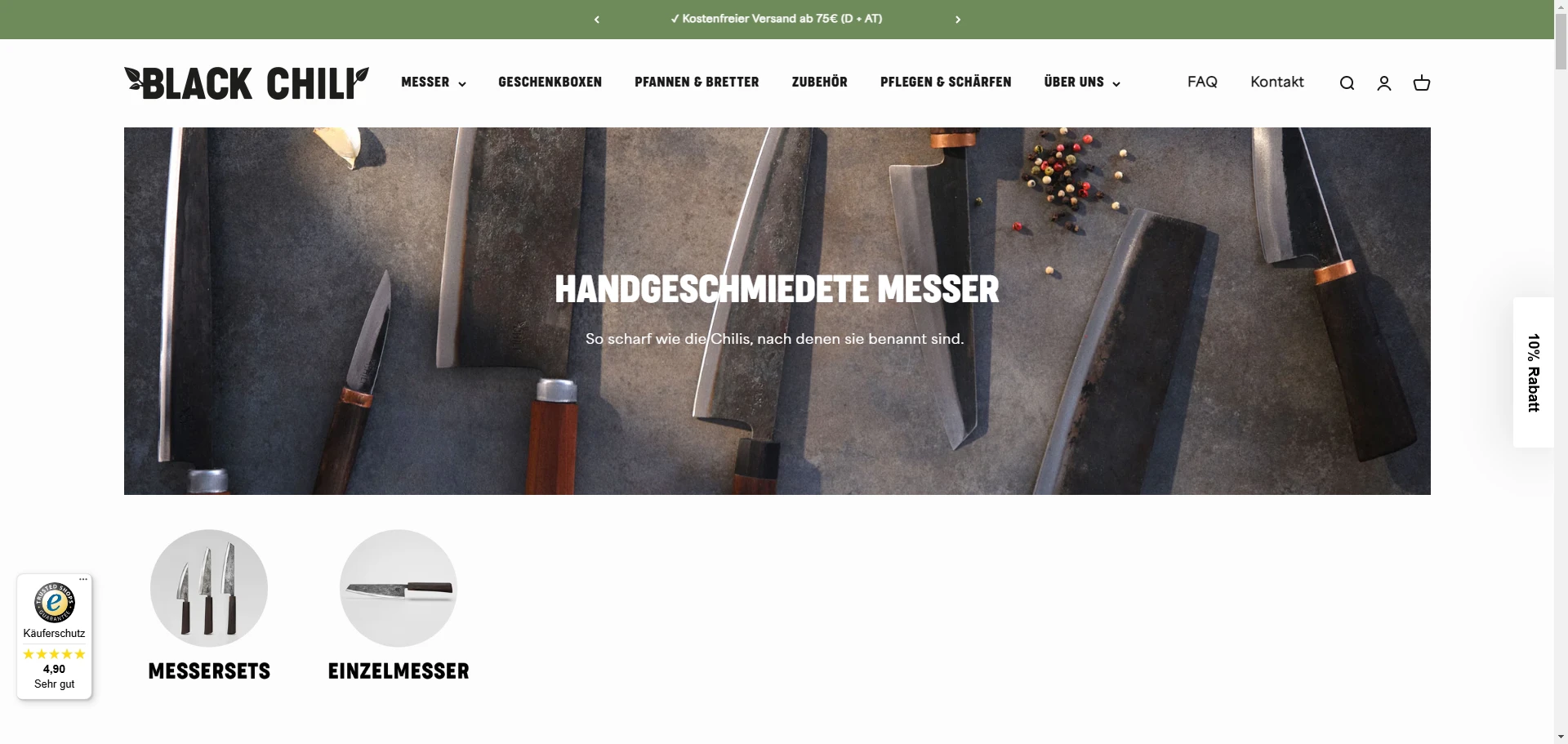 blackchilimesser Homepage Bestseller Collection Implementation Screenshot
