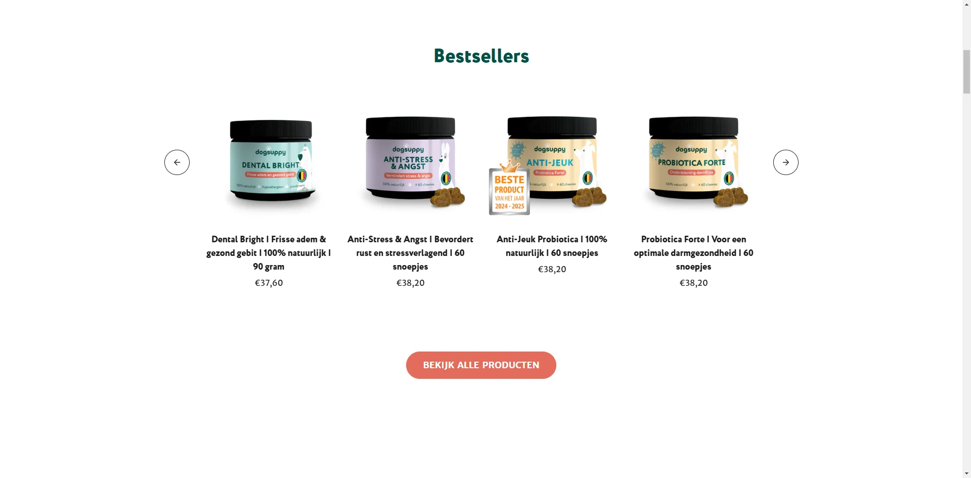 Dogsuppy Homepage bestseller products Implementation Screenshot