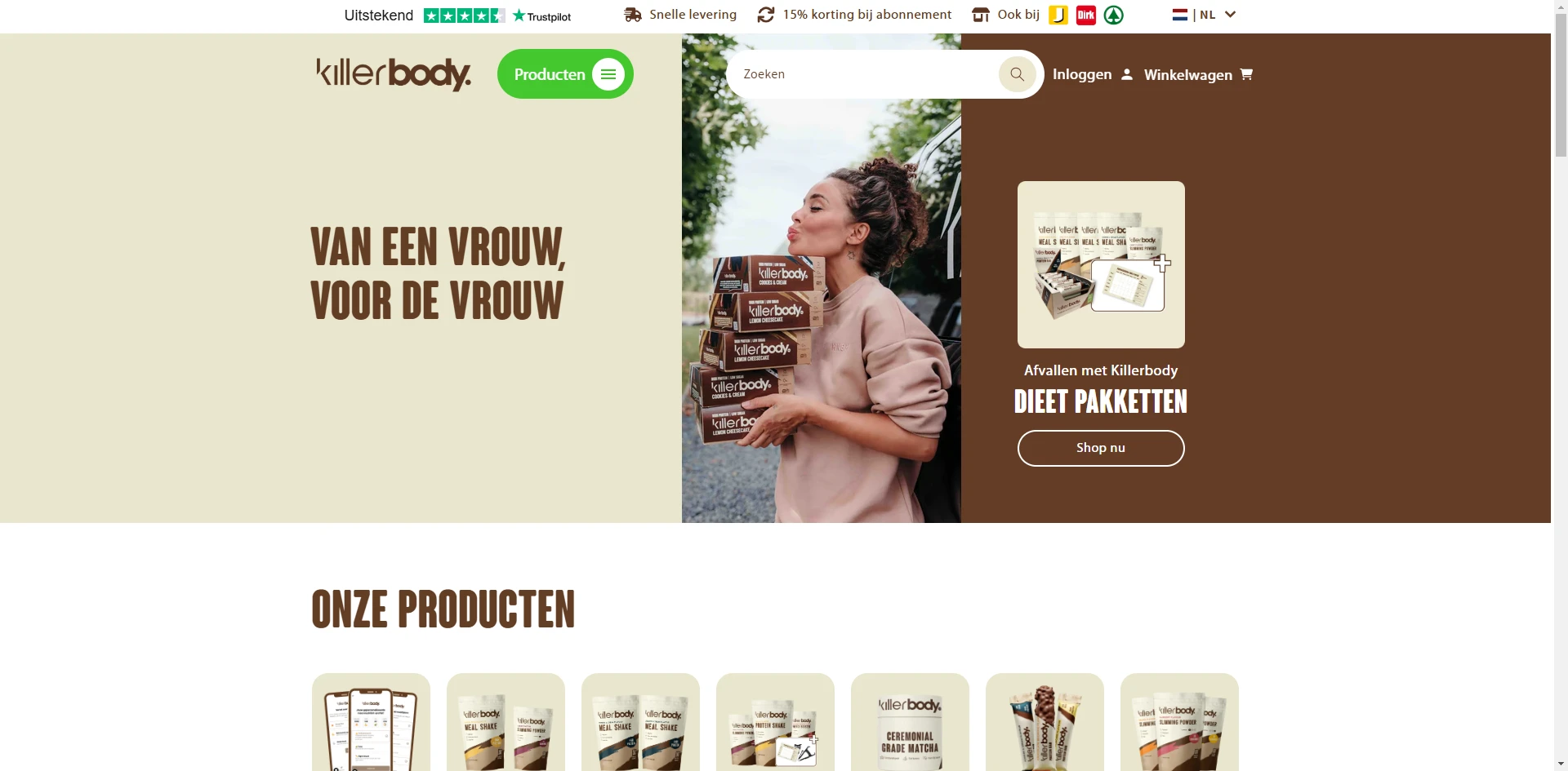 Killerbody Food Homepage Implementation Screenshot