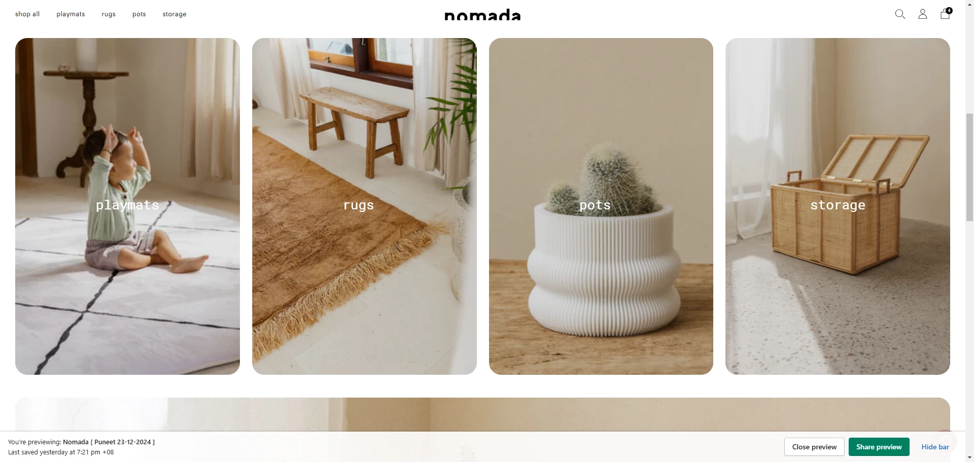 Nomada Collection Page Implementation Screenshot