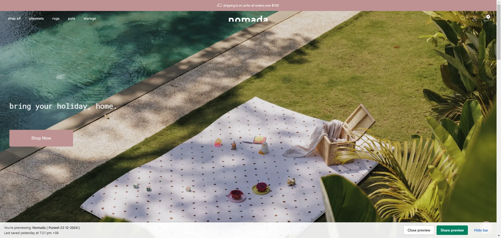 Nomada Homepage Implementation Screenshot