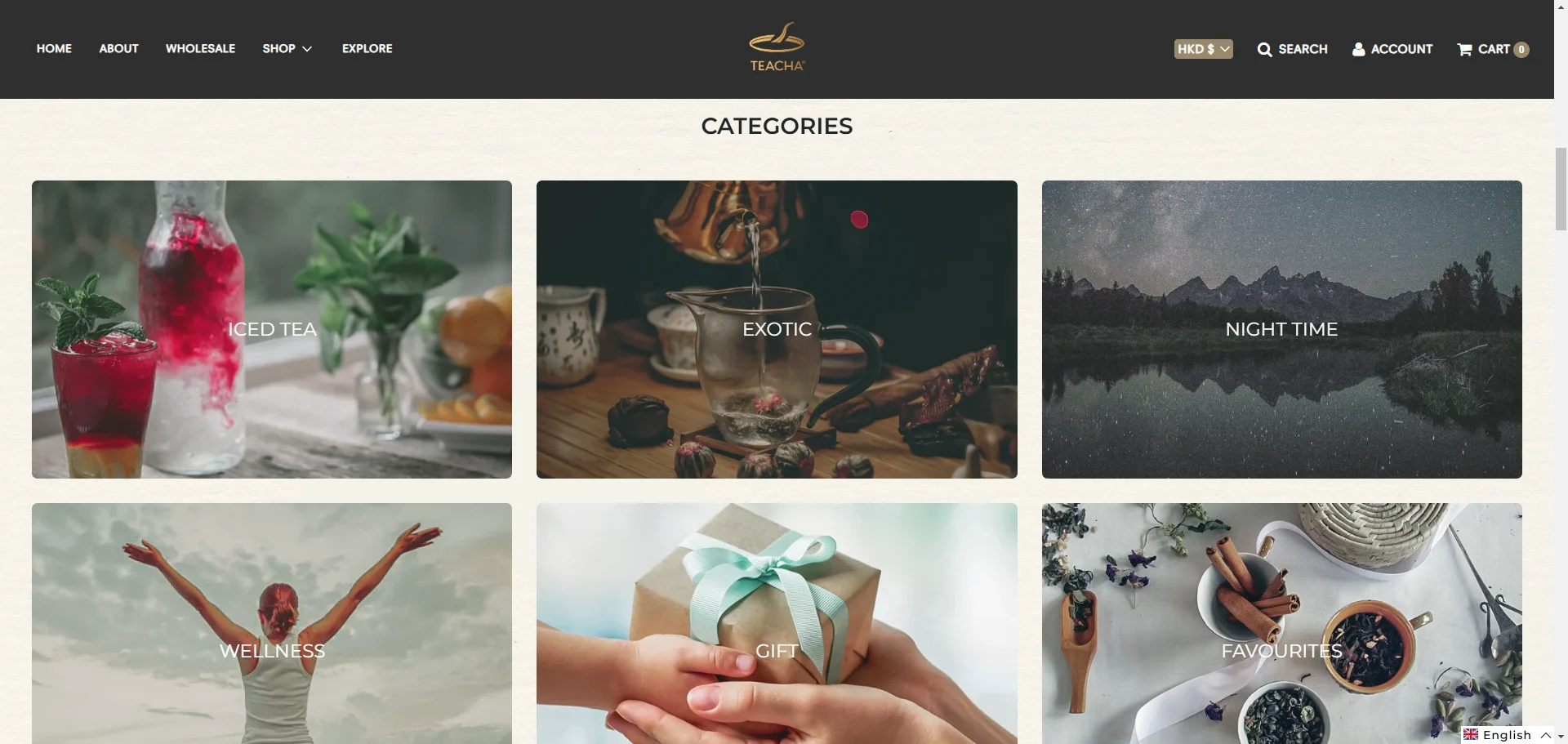 Teachatea Categories section Implementation Screenshot