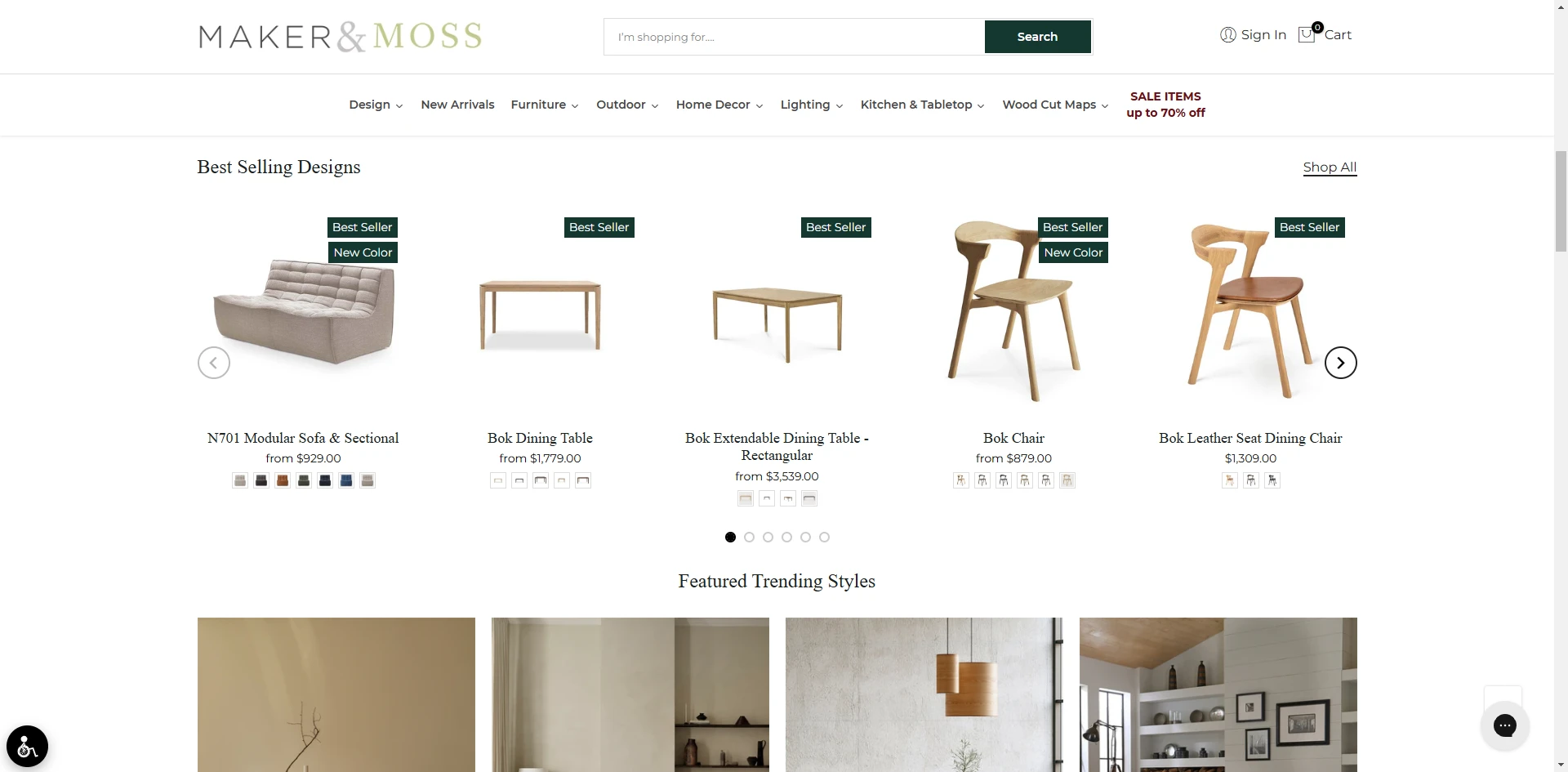 Makker & Moss Bestseller section Implementation Screenshot