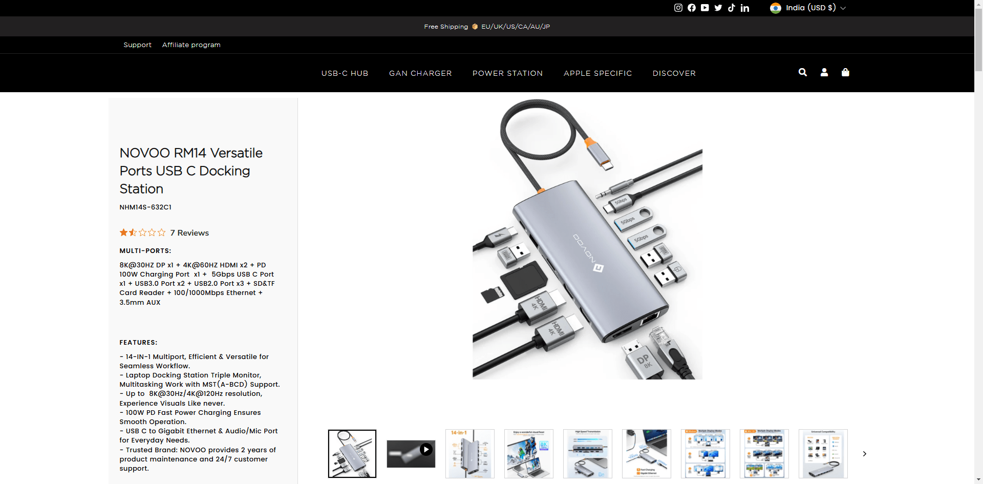 Novoo Product page Implementation Screenshot