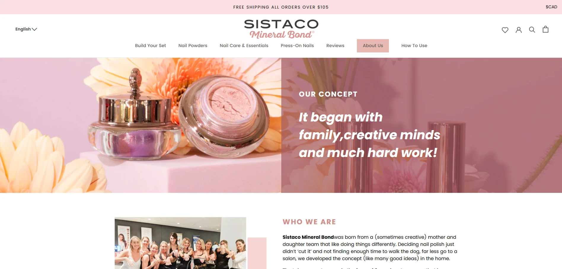 Sistaco about-us page Implementation Screenshot