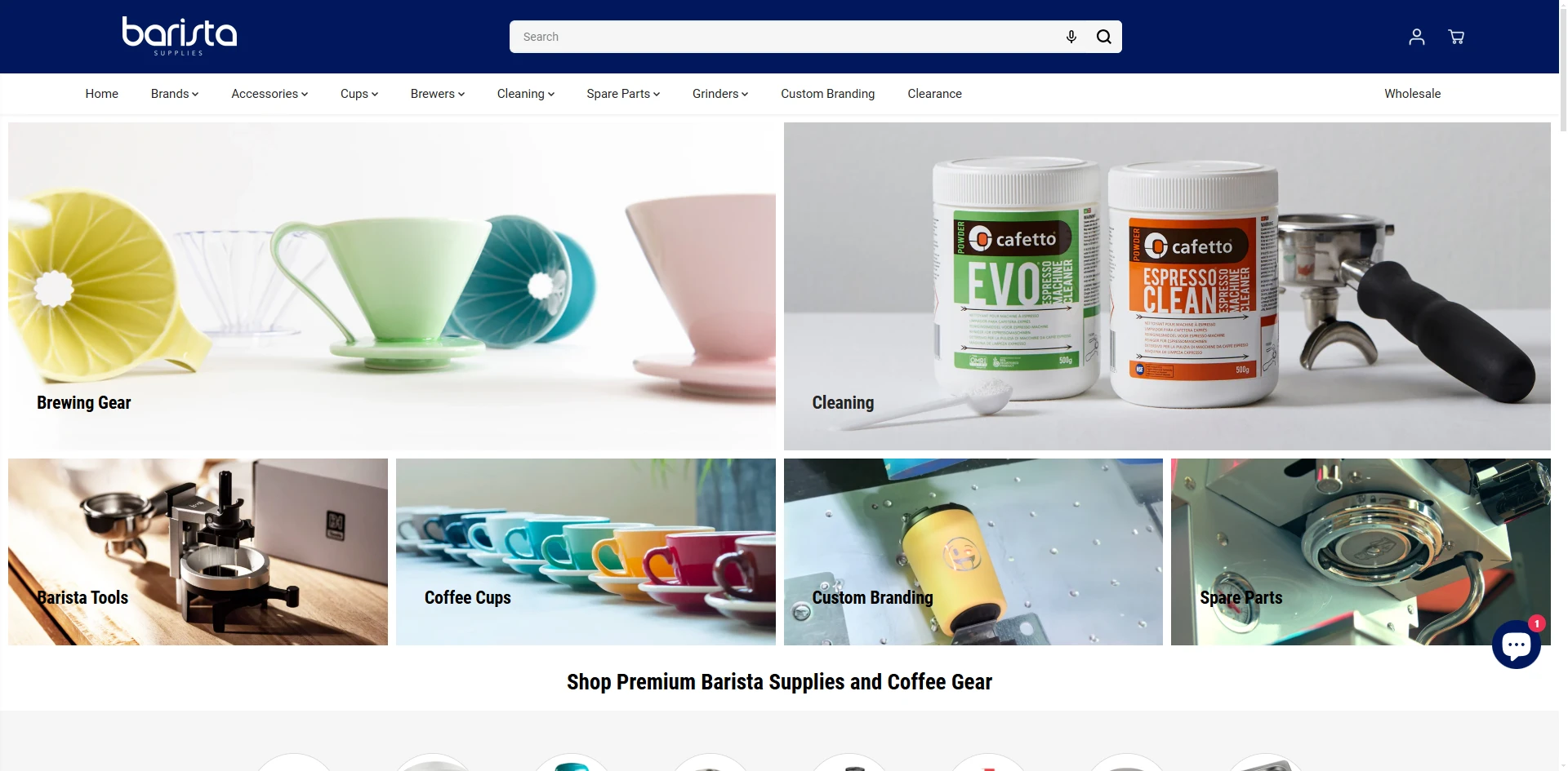 BARISTA SUPPLIES HomePage Implementation Screenshot
