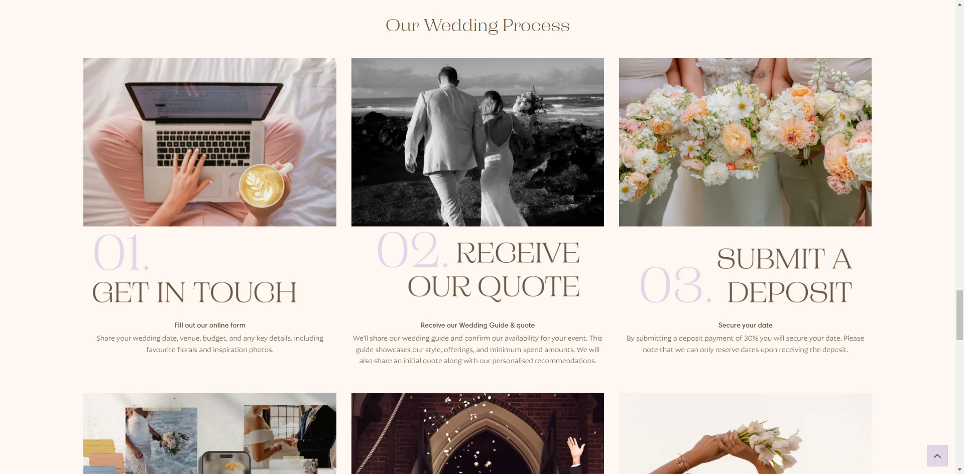 FLOWER HAUL Our Wedding Process section Implementation Screenshot