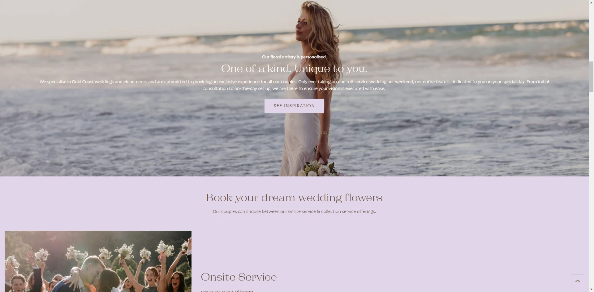 FLOWER HAUL weddings Page Implementation Screenshot