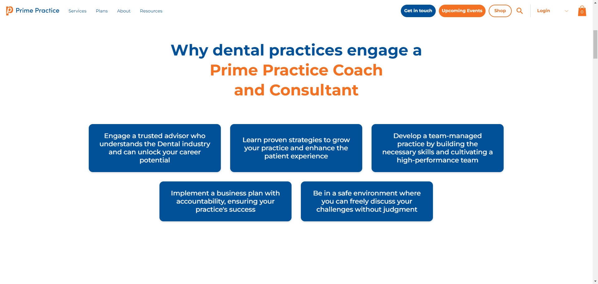 Prime Practice upcoming-events Page Implementation Screenshot