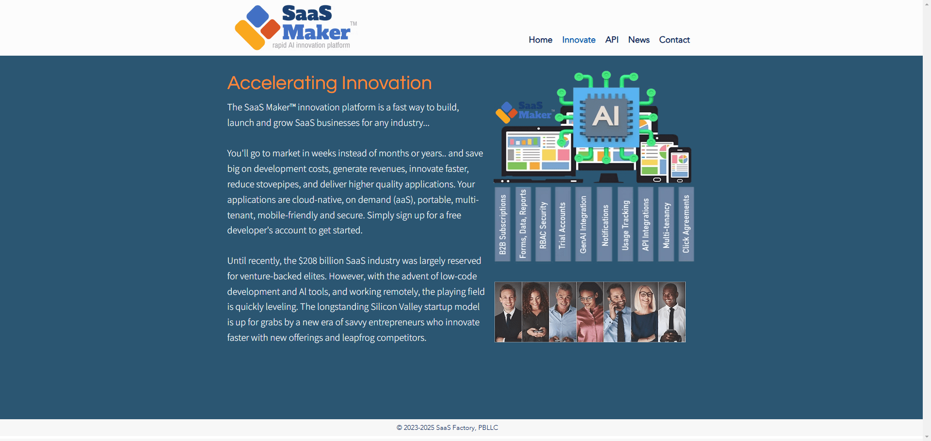 SaaS Maker Innovate Page Implementation Screenshot