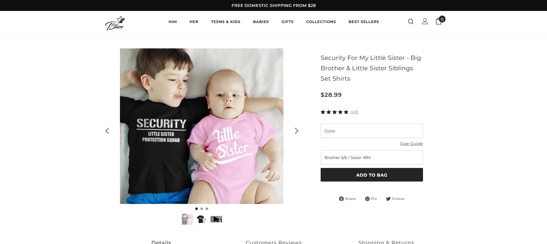 T Stars product page Implementation Screenshot