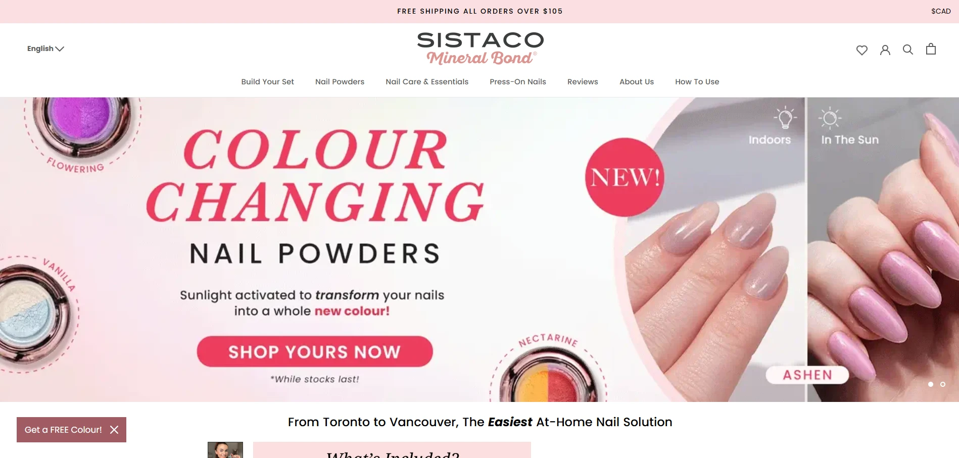 Sistaco nail-powders collections page Implementation Screenshot