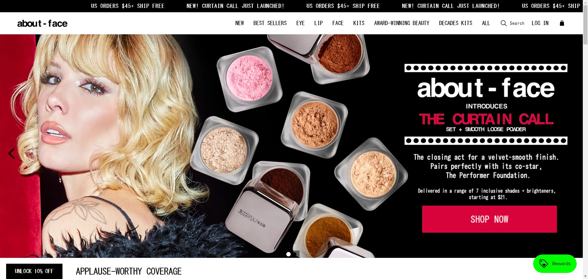 About-Face main-section Implementation Screenshot