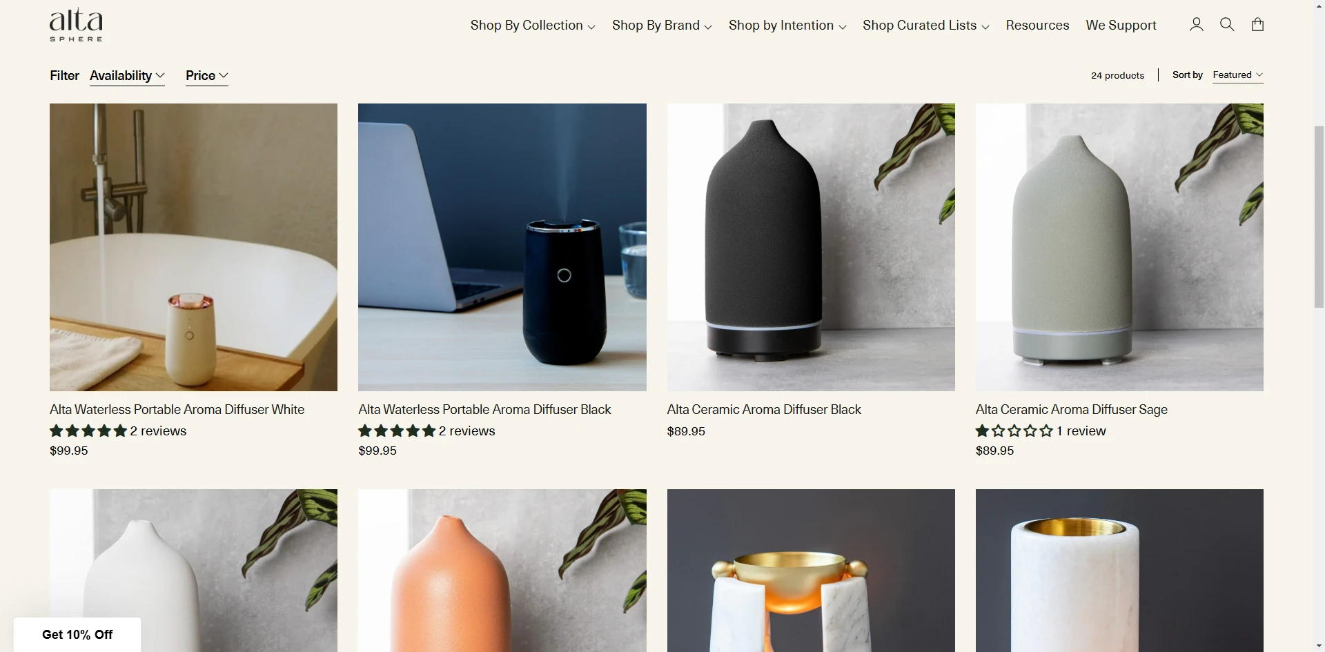 ALTASPHERE collection page Implementation Screenshot