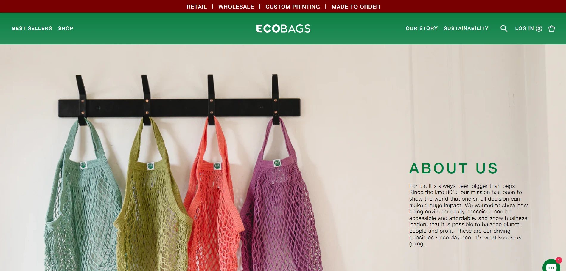 Ecobags About-us Page Implementation Screenshot