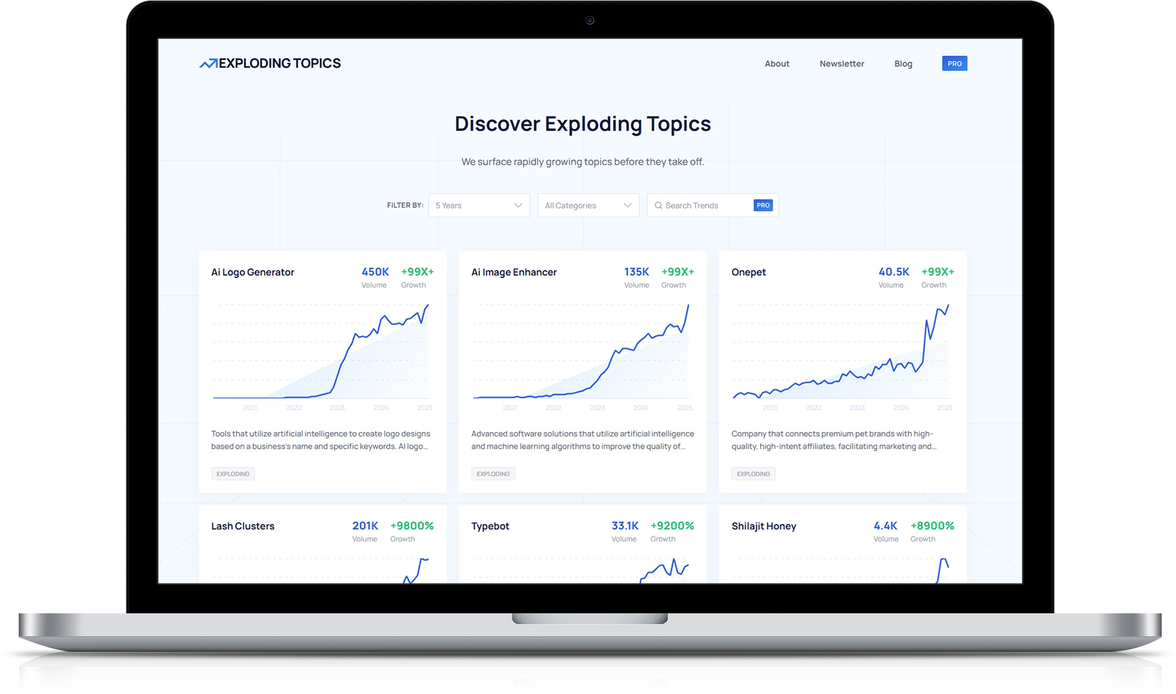 Exploding Topics Implementation Screenshot