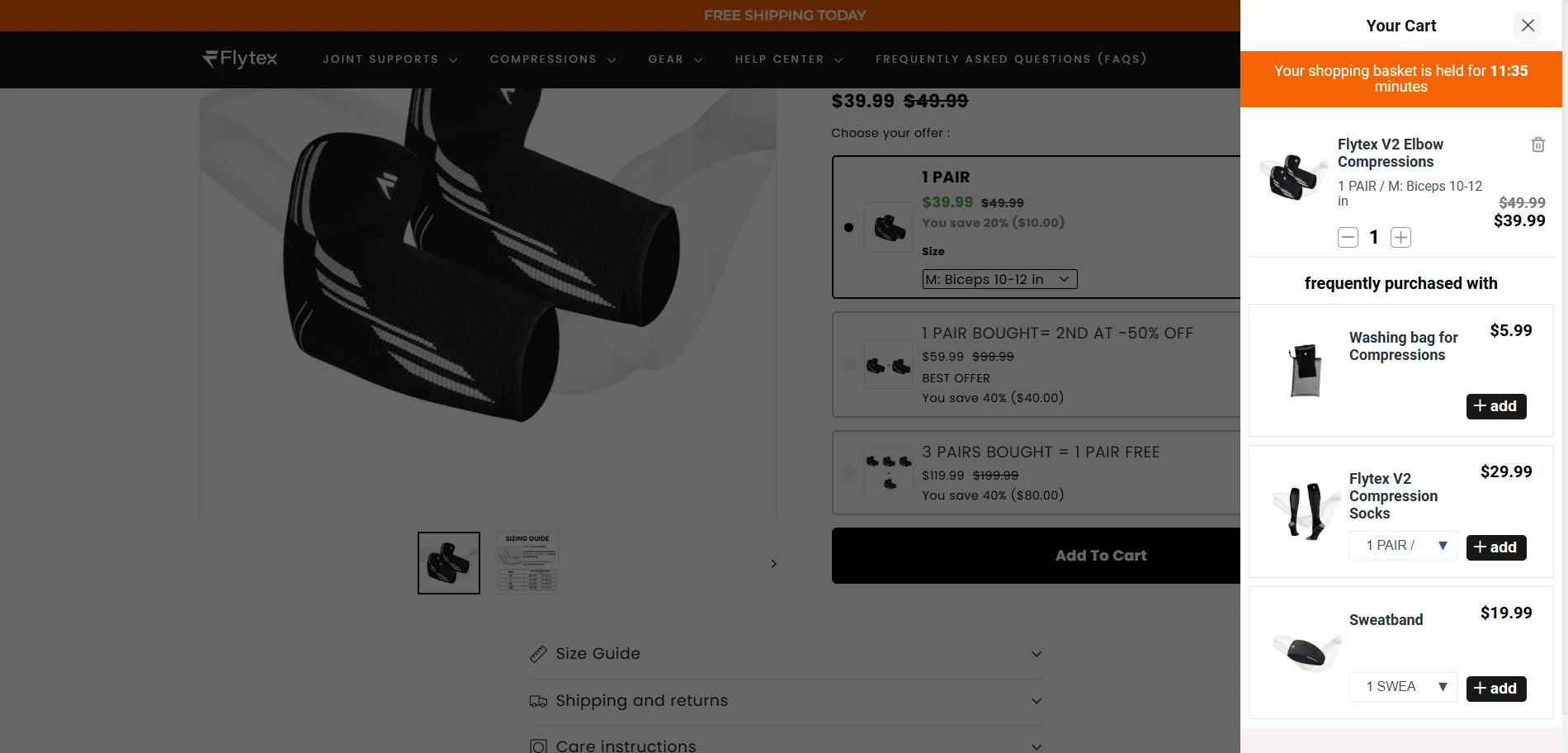 Getflytex cart products Implementation Screenshot