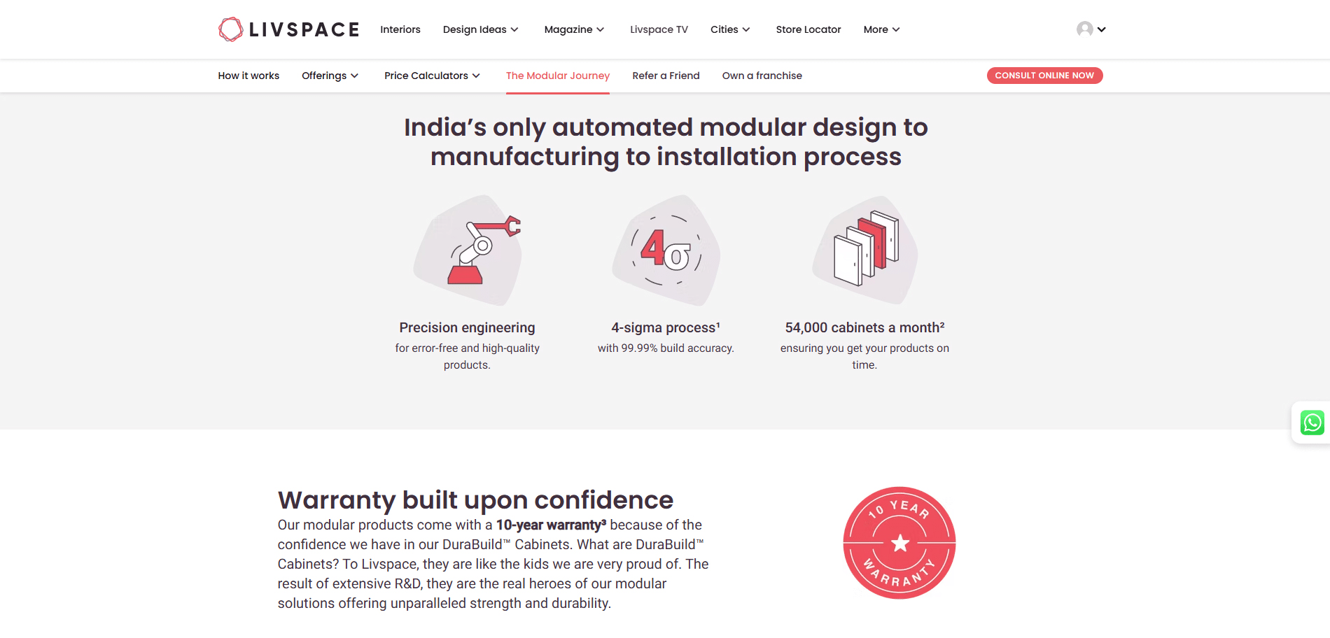 Live Space interiors page Implementation Screenshot