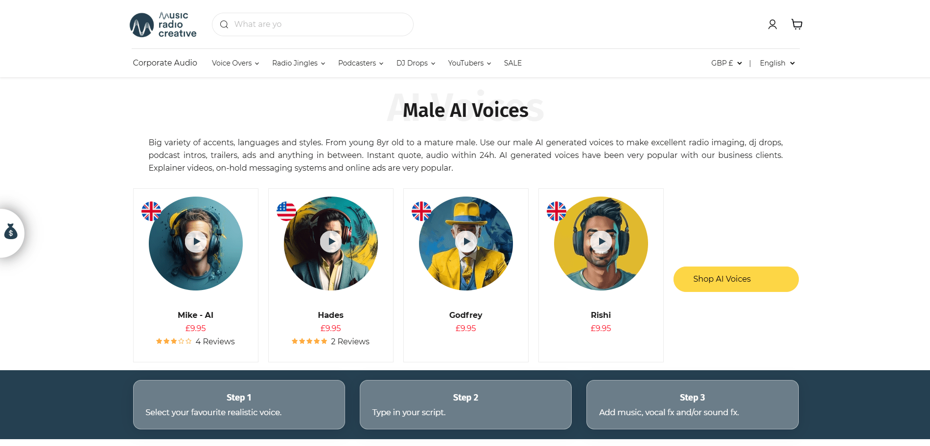 Music radio creative Collection page Implementation Screenshot