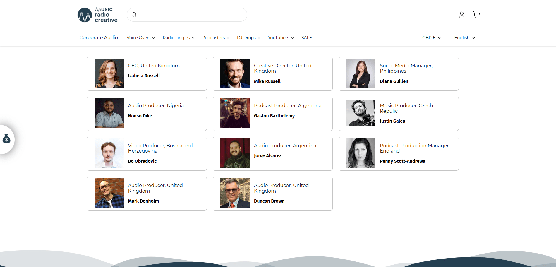 Music radio creative team Page Implementation Screenshot