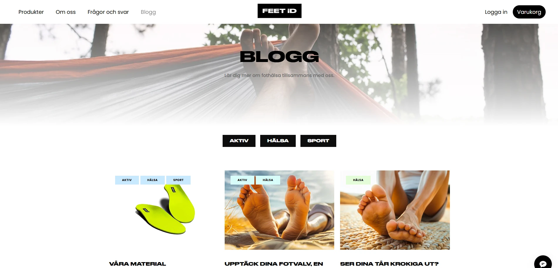 FEET iD blog Page Implementation Screenshot
