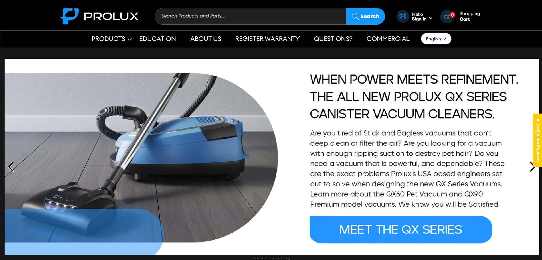 Prolux Cleaners Homepage Implementation Screenshot