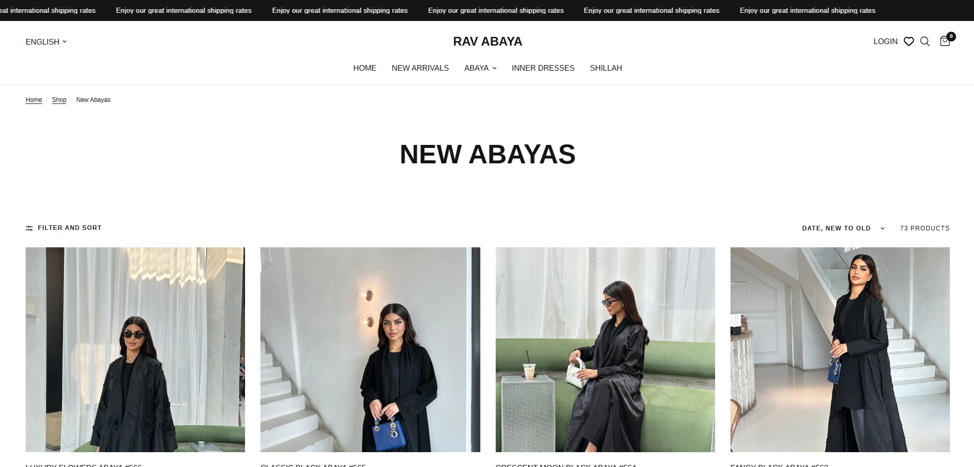 Rava-baya new-abayas Collection page Implementation Screenshot
