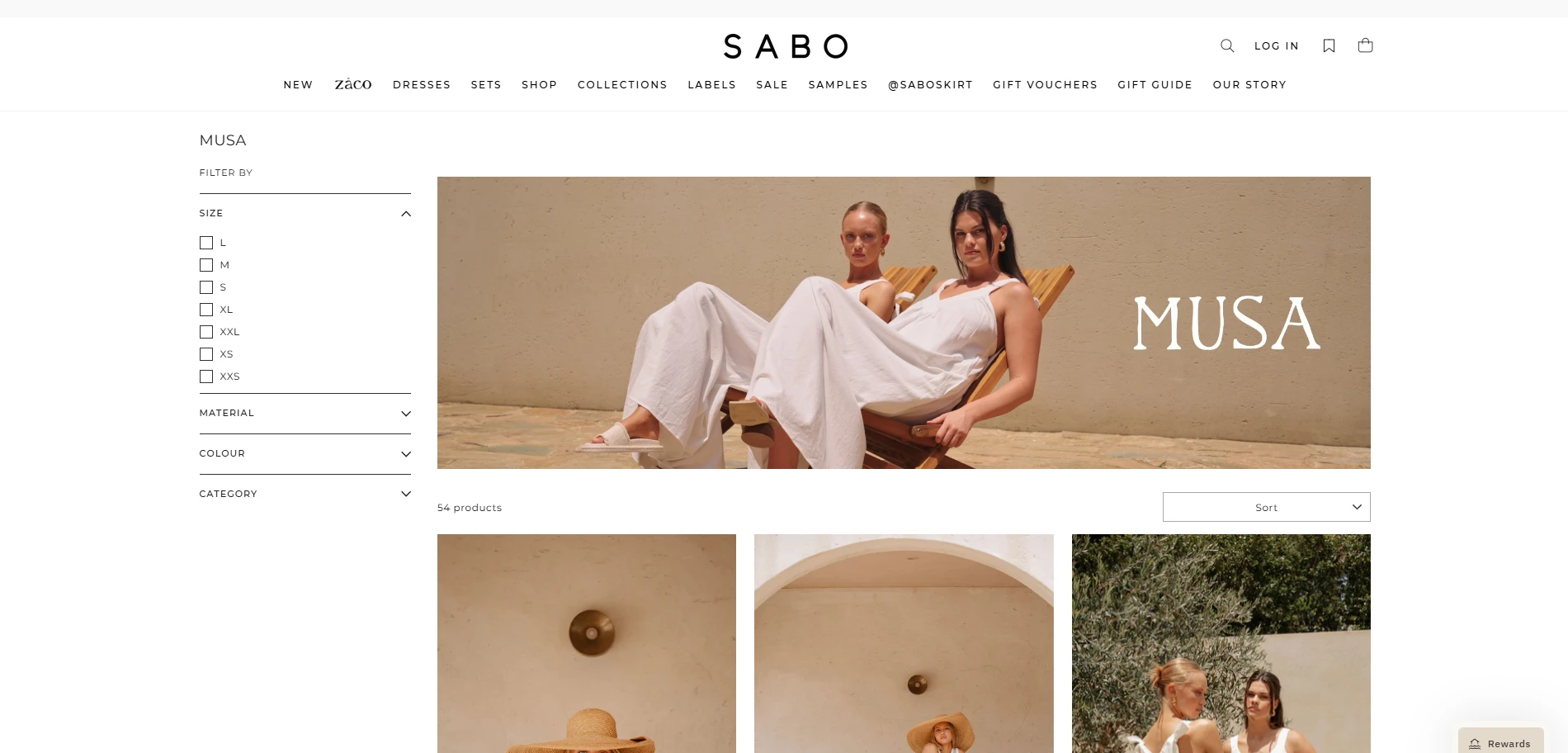 Saboskirt musa collection page Implementation Screenshot