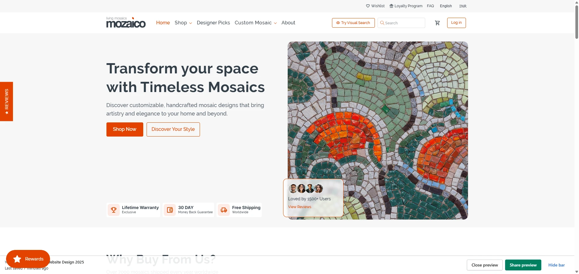 Mozaico Handcrafted Mosaic Designs Implementation Screenshot