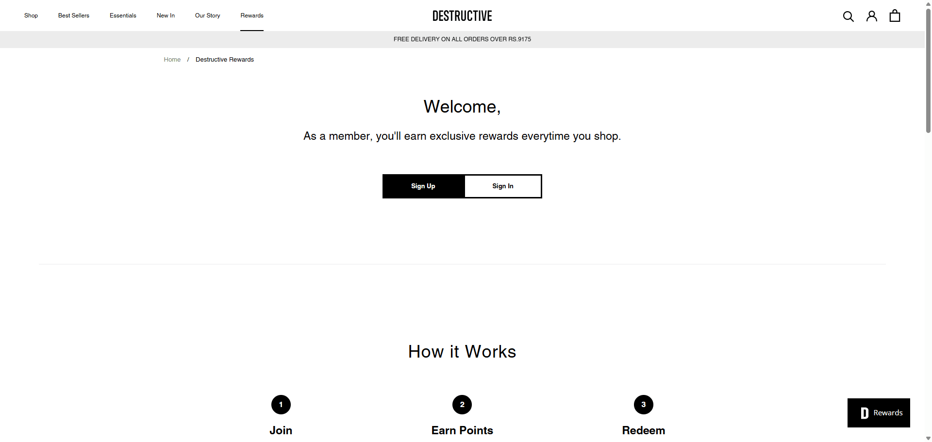 Destructive Loyalty Program Implementation Screenshot