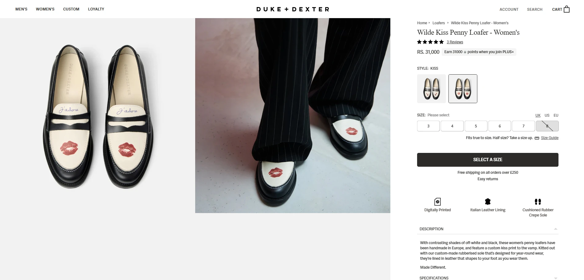 Duke and Dexter Product Page Implementation Screenshot