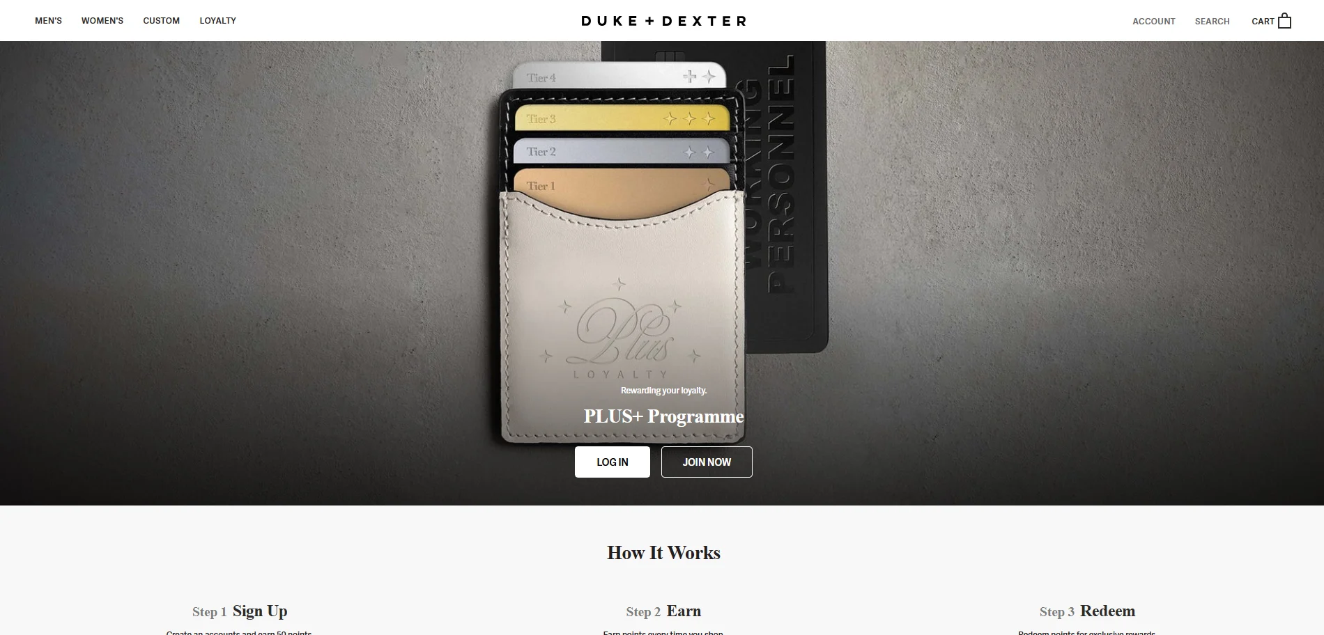 Duke and Dexter Rewards Page Implementation Screenshot
