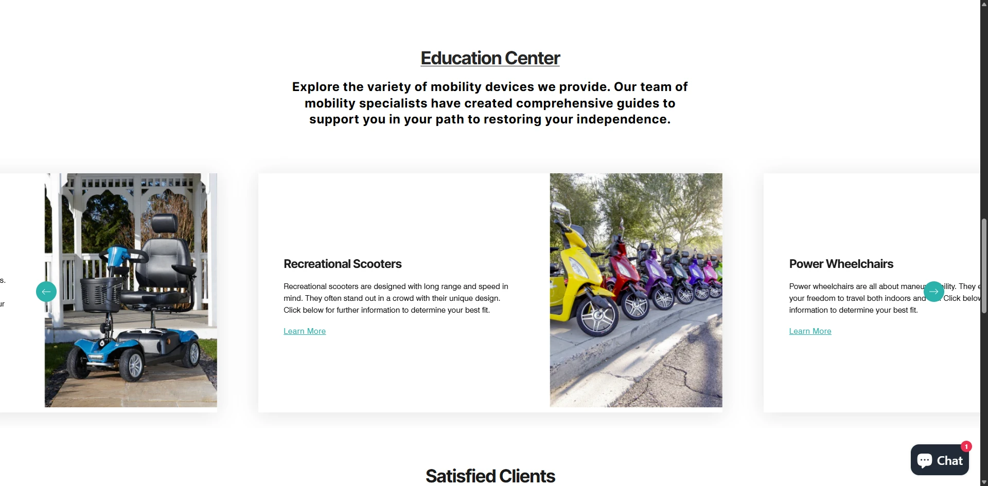 Suncoast Mobility education-center-page Implementation Screenshot