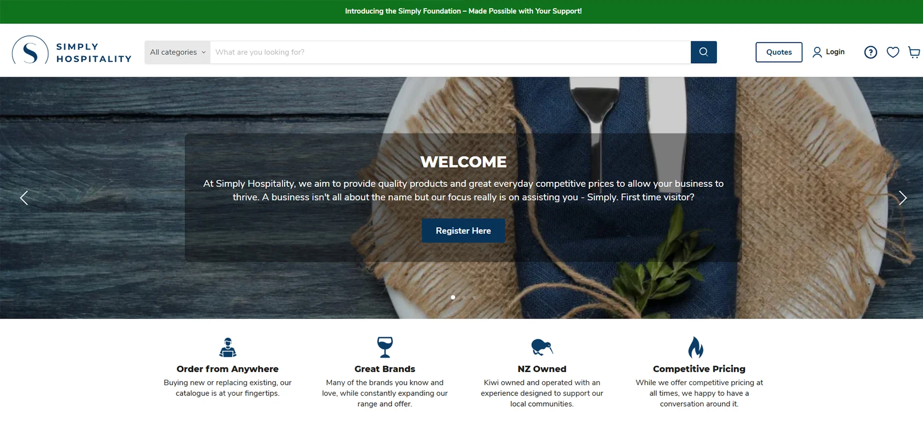 Simplyhospitality Homepage Implementation Screenshot
