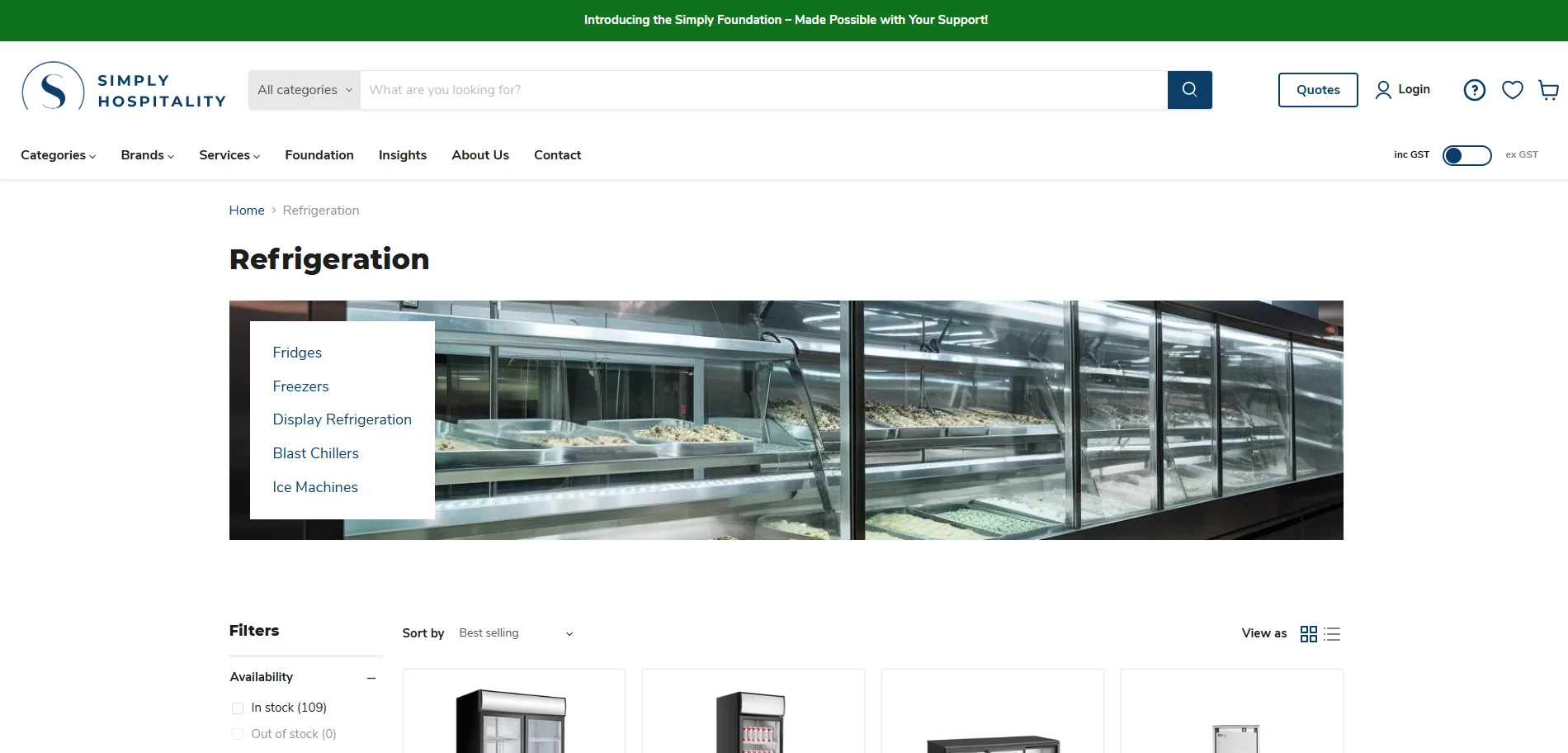 Simplyhospitality Collection Page Implementation Screenshot