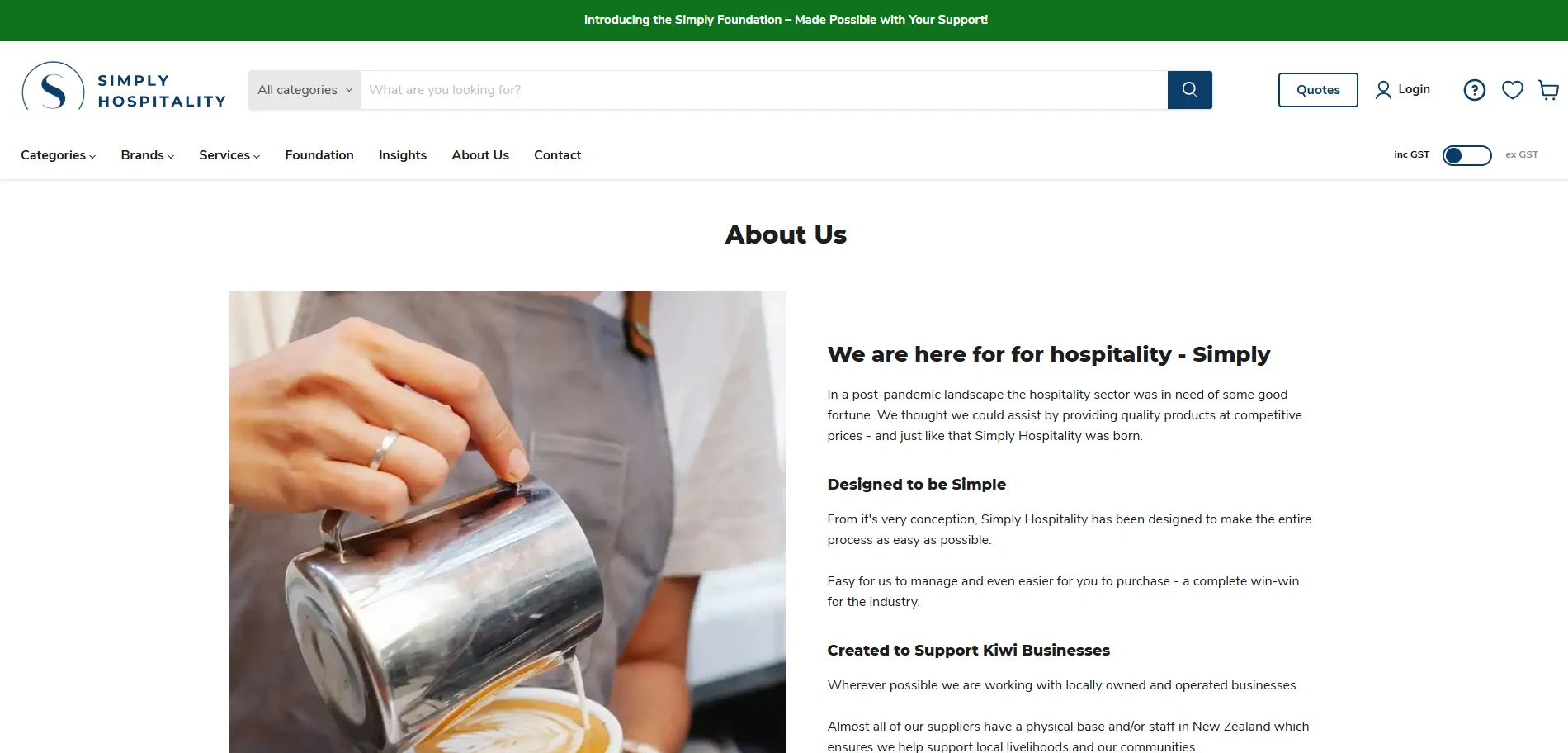 Simplyhospitality About Us Page Implementation Screenshot