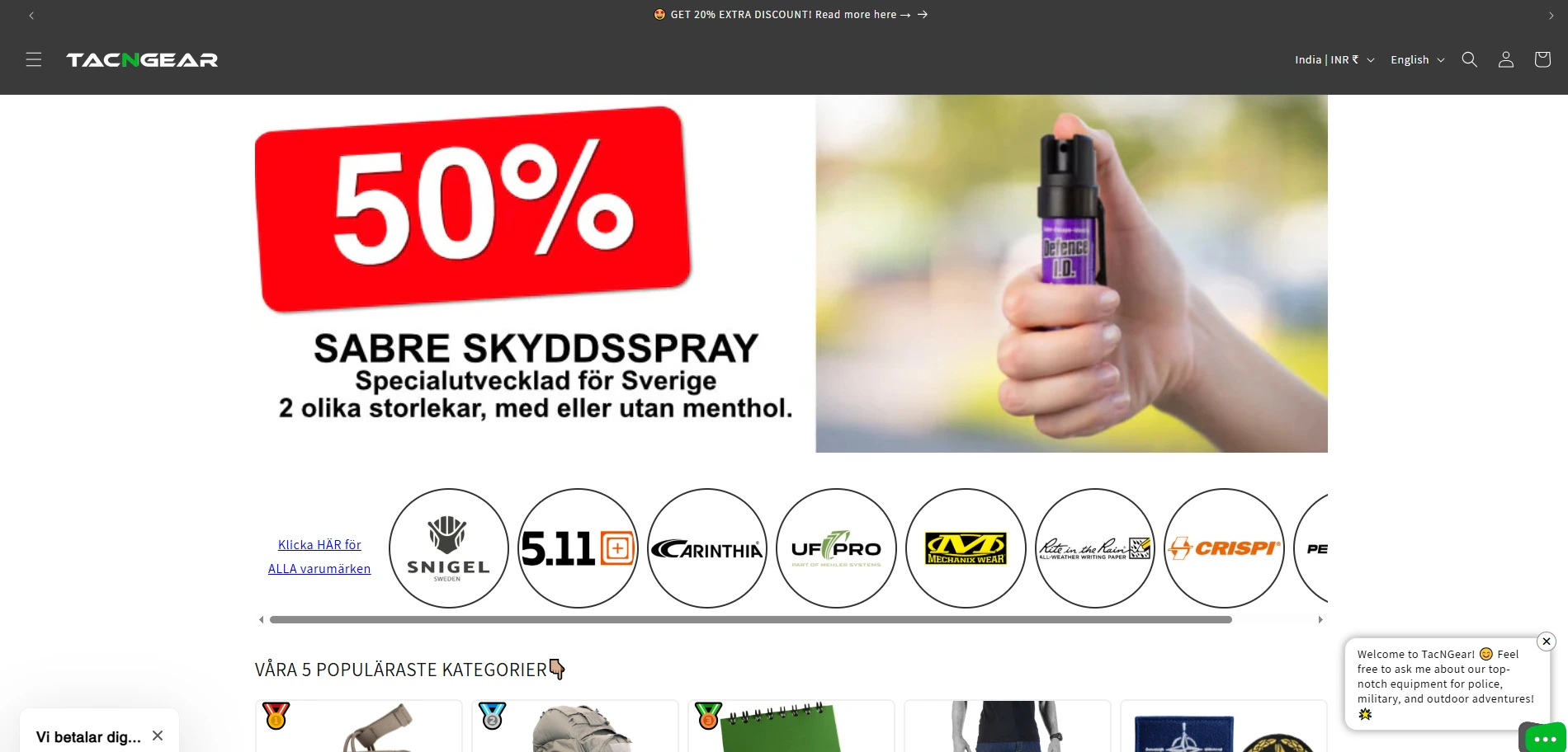 Tacngear Homepage Implementation Screenshot