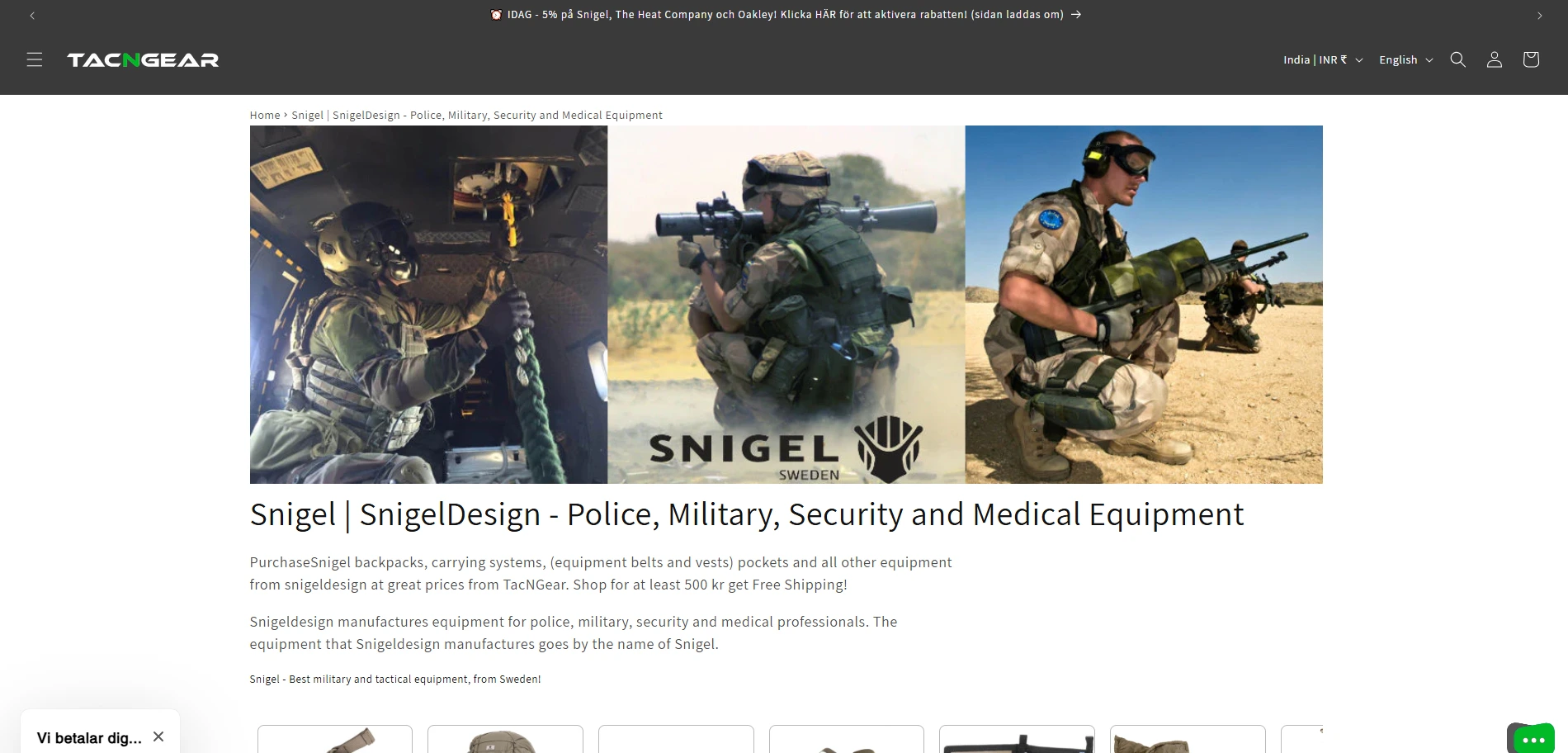 Tacngear Police Military Security and Medical Equipment Implementation Screenshot