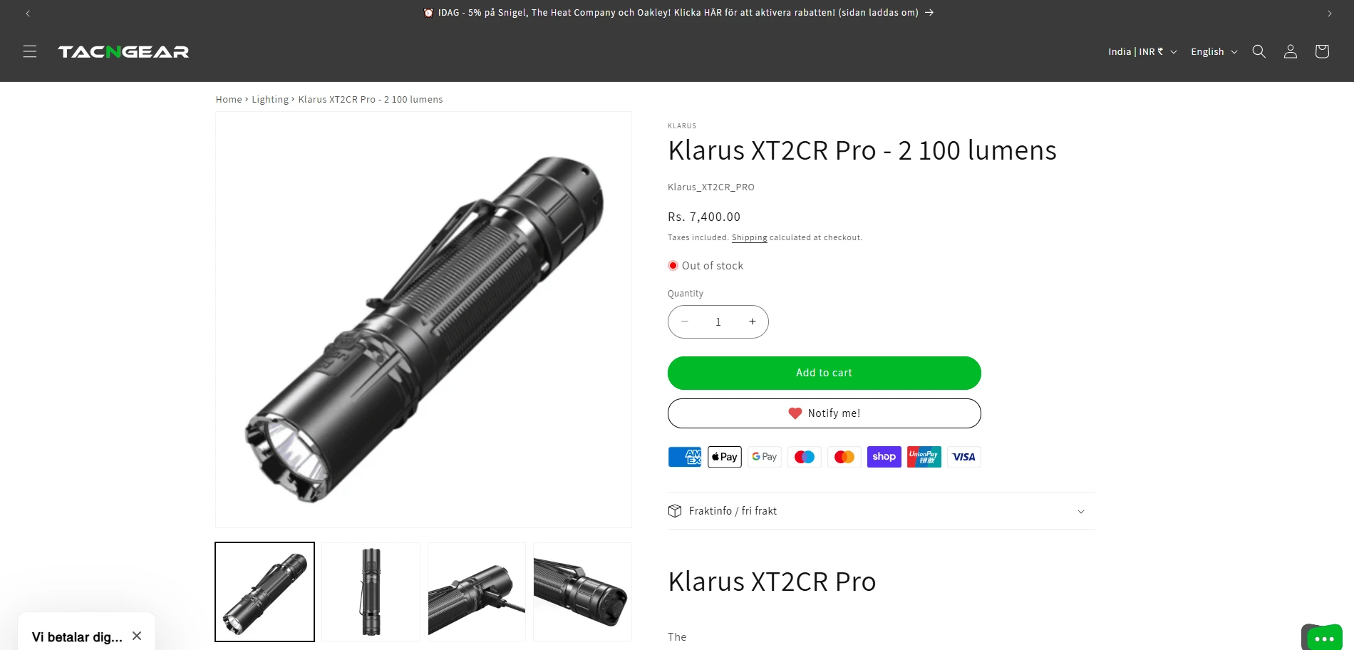 Tacngear Product Page Implementation Screenshot