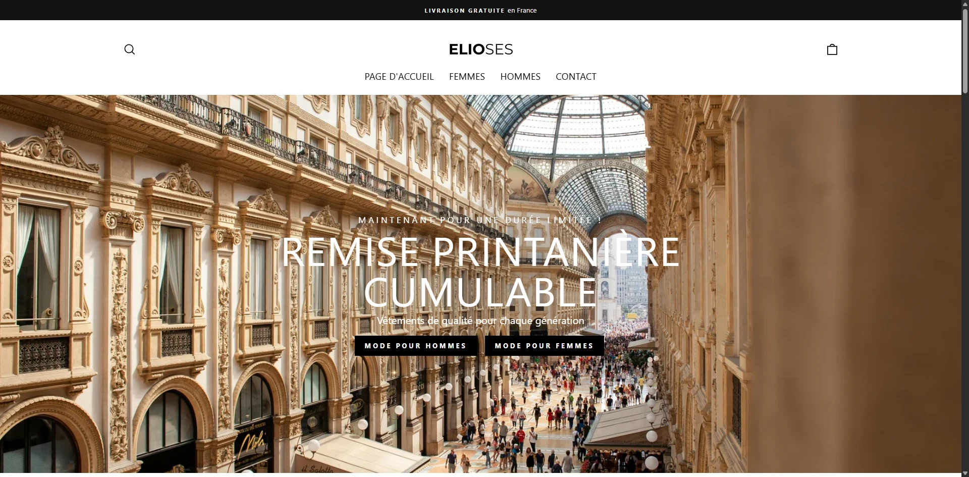Elioses Homepage Implementation Screenshot