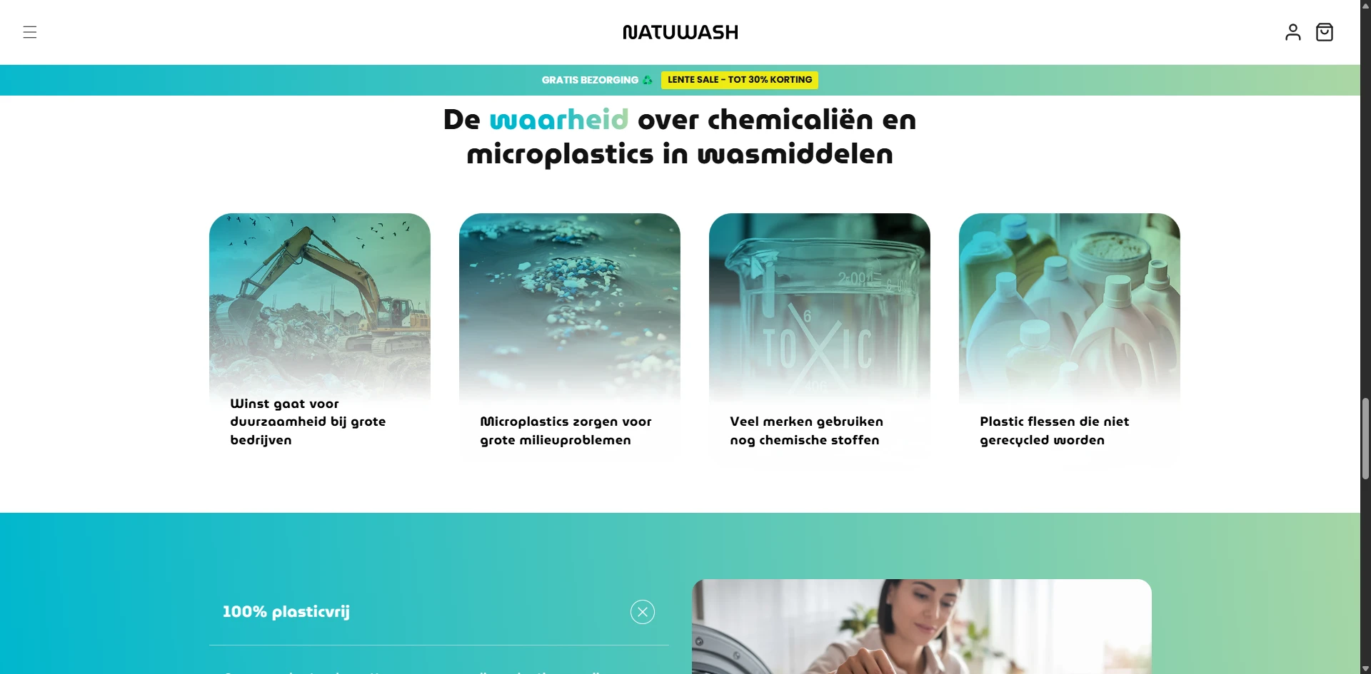 Natuwash homepage chemical truct section Implementation Screenshot
