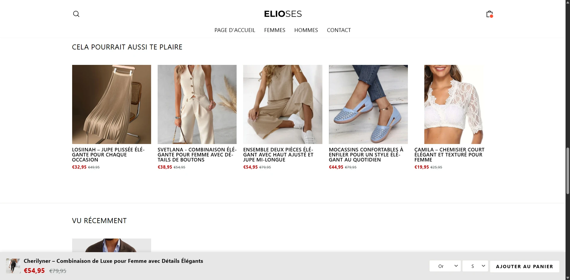Elioses Product Sections Implementation Screenshot
