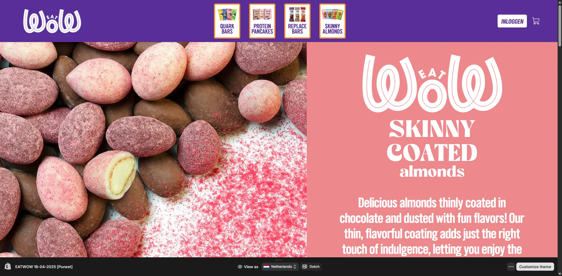 EATWOW Product page Implementation Screenshot