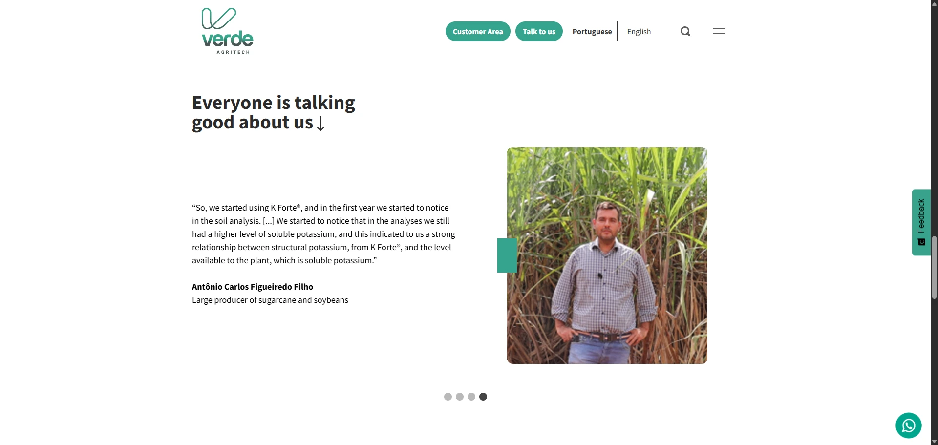 Verde AgriTech Everyone is talking good about us section Implementation Screenshot