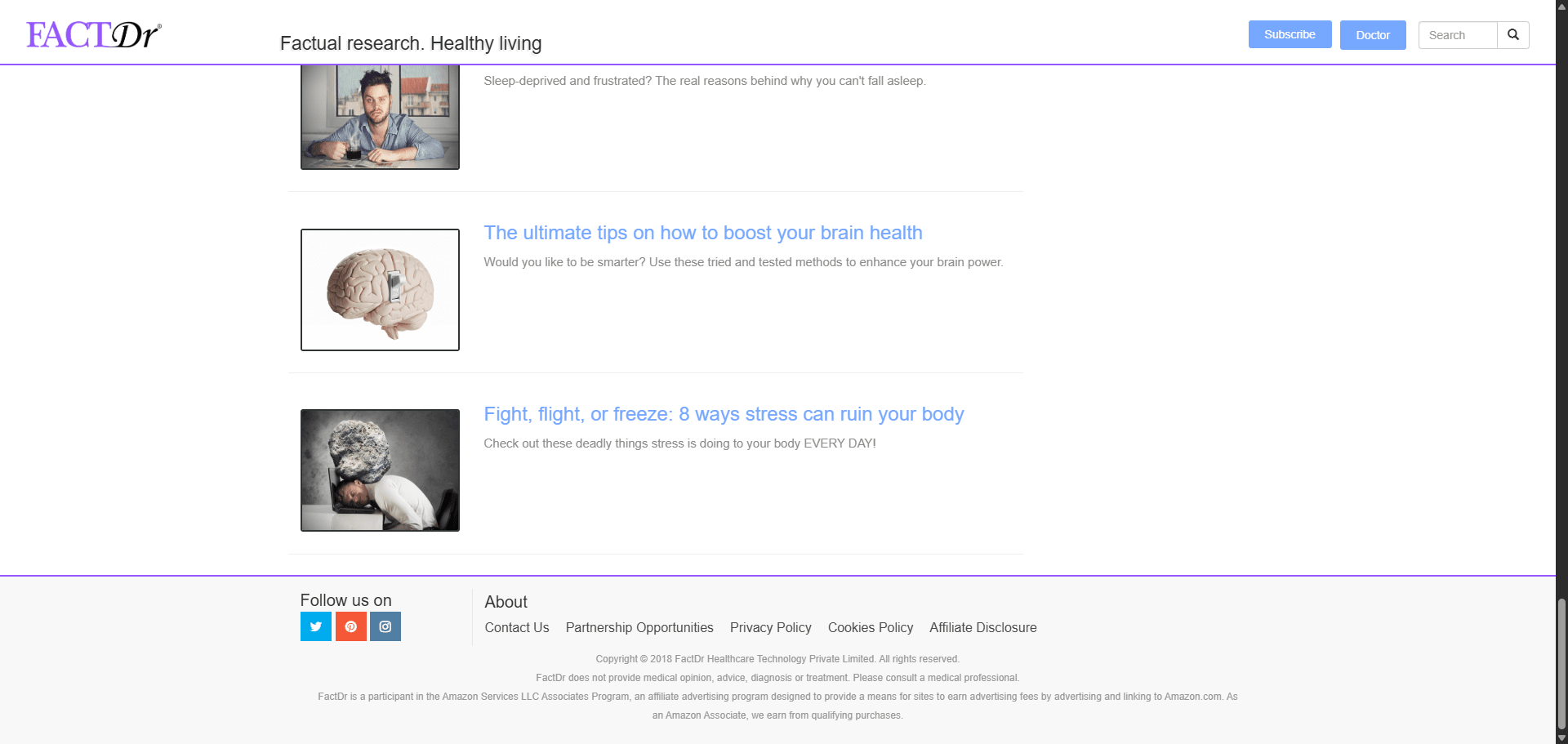 FactDr Search page Implementation Screenshot