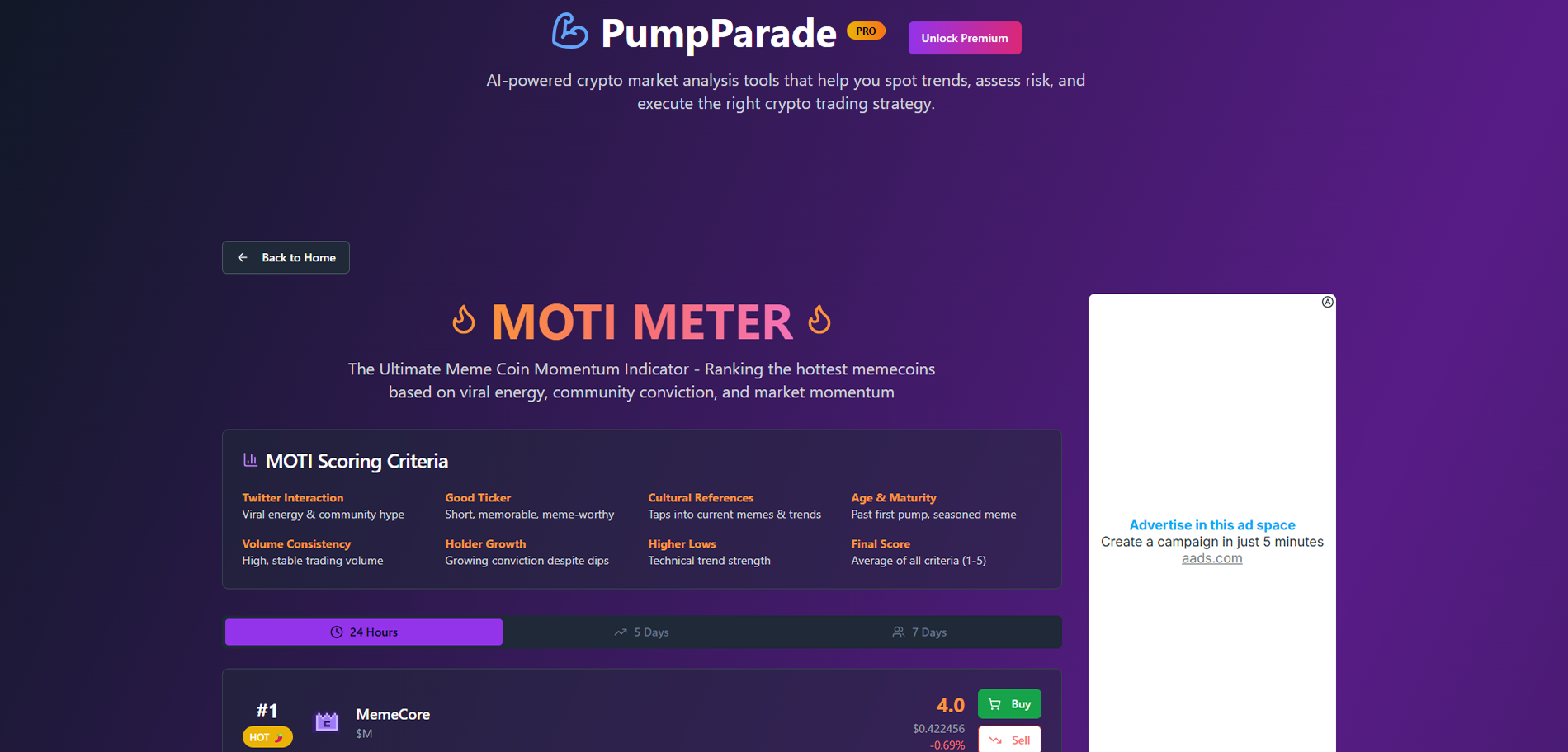 PumpParade Moti meter page Implementation Screenshot