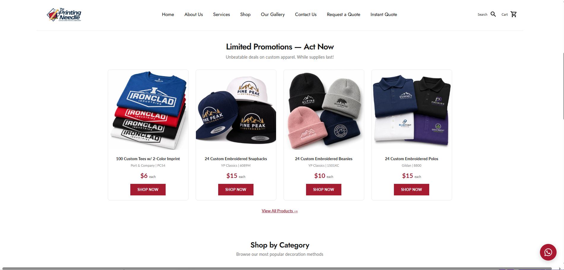 Commercial Printing, Manufacturing, Promotional Products, Shopify Ecommerce case study