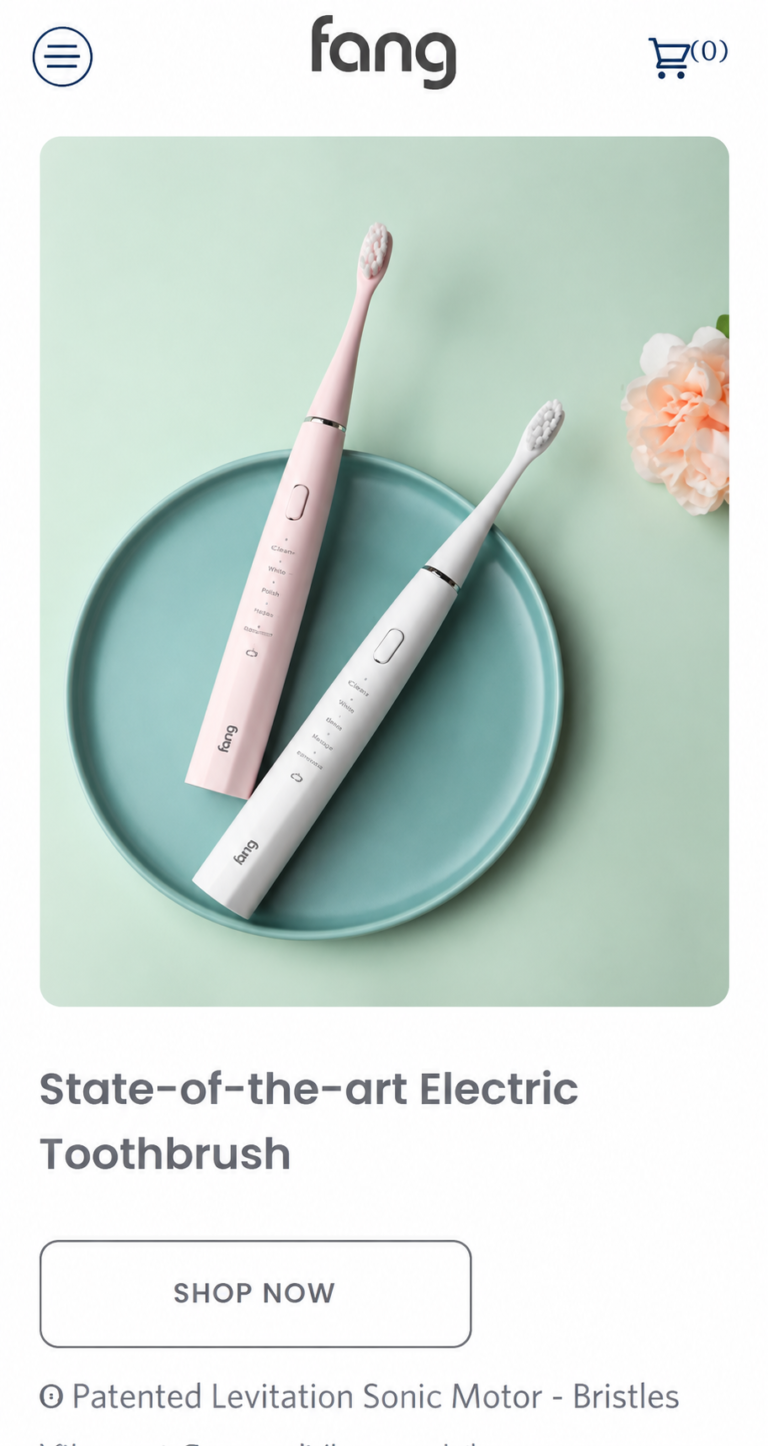 Minimalist Fang Toothbrush Shop Interface